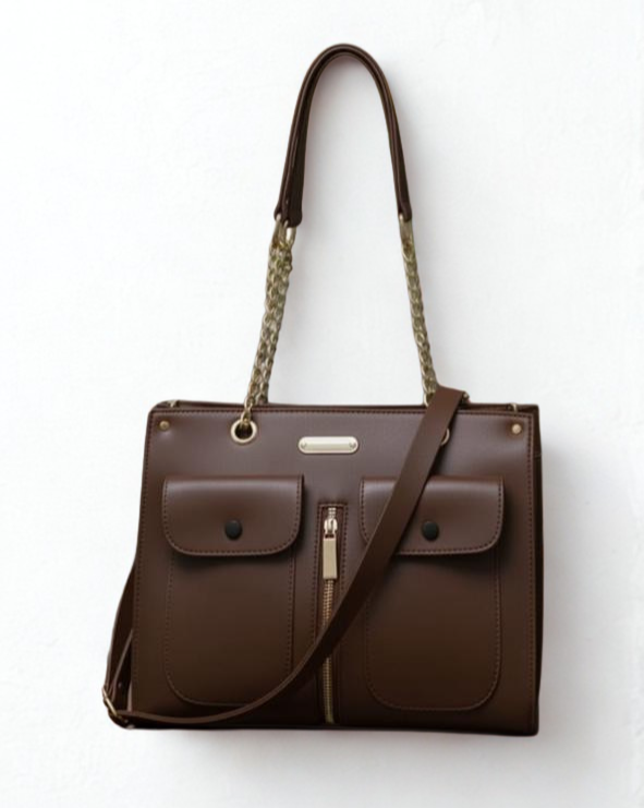 Brown Handbag With Dual Pockets!