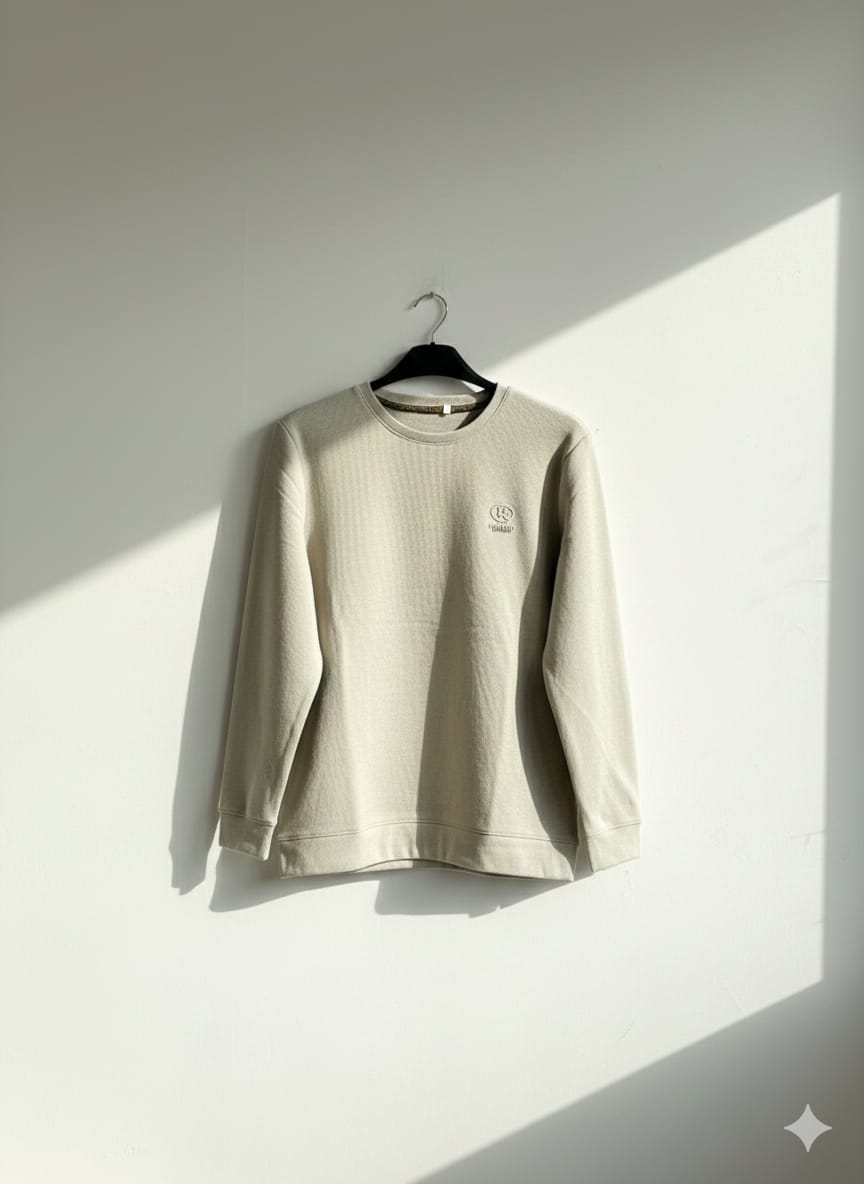 Light Beige Crewneck T Shirt Done