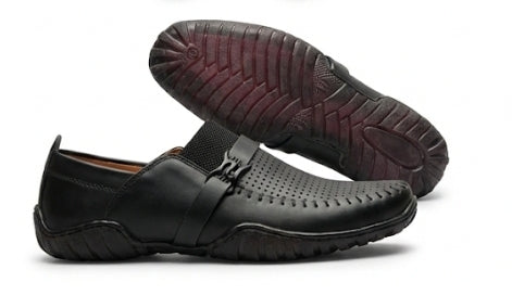 Black Perforated Moccasins