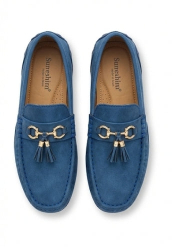 Navy Suede Loafers