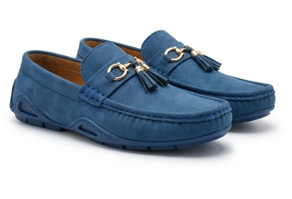 Navy Suede Loafers